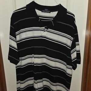 Mens Town Black & White 90s Y2K Cholo Striped Shirt.